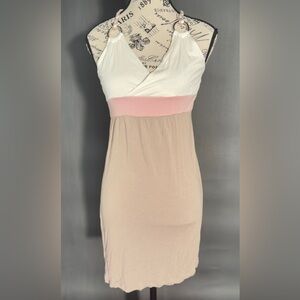 Lascana Stylish Halter Dress in Cream and Pink. Size 6